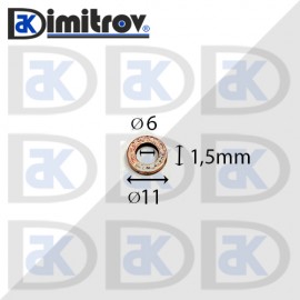 Дифтунга Ø  6 х Ø 11 х 1,5 mm медна